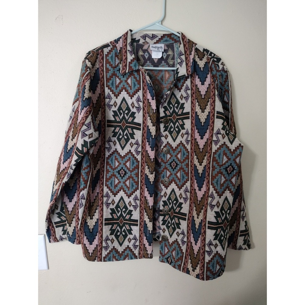 BonWorth Vintage Southwestern Tapestry Jacket Womens Large Geometric Woven